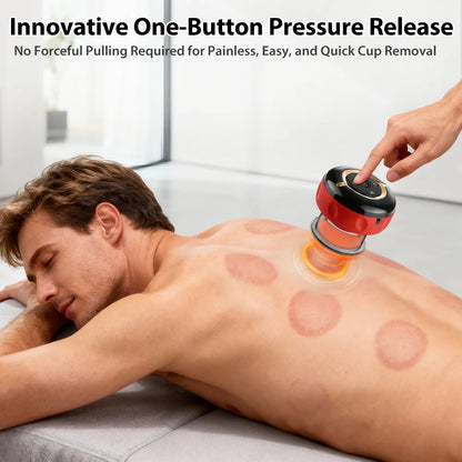 Smart Red Light Cupping Device Wireless Portable with Remote Control 12 Suction Levels 12 Heat Levels for Body Relax