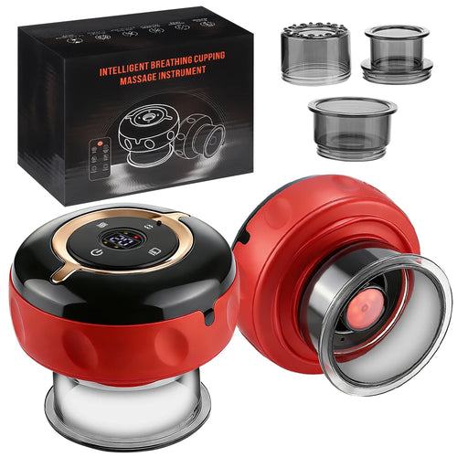 Smart Red Light Cupping Device Wireless Portable with Remote Control 12 Suction Levels 12 Heat Levels for Body Relax
